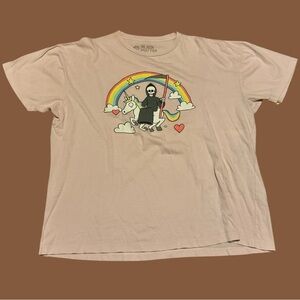 Threadless Grim Reaper Riding Unicorn Kawaii Shirt Whimsygoth Pink Drop Dead Emo